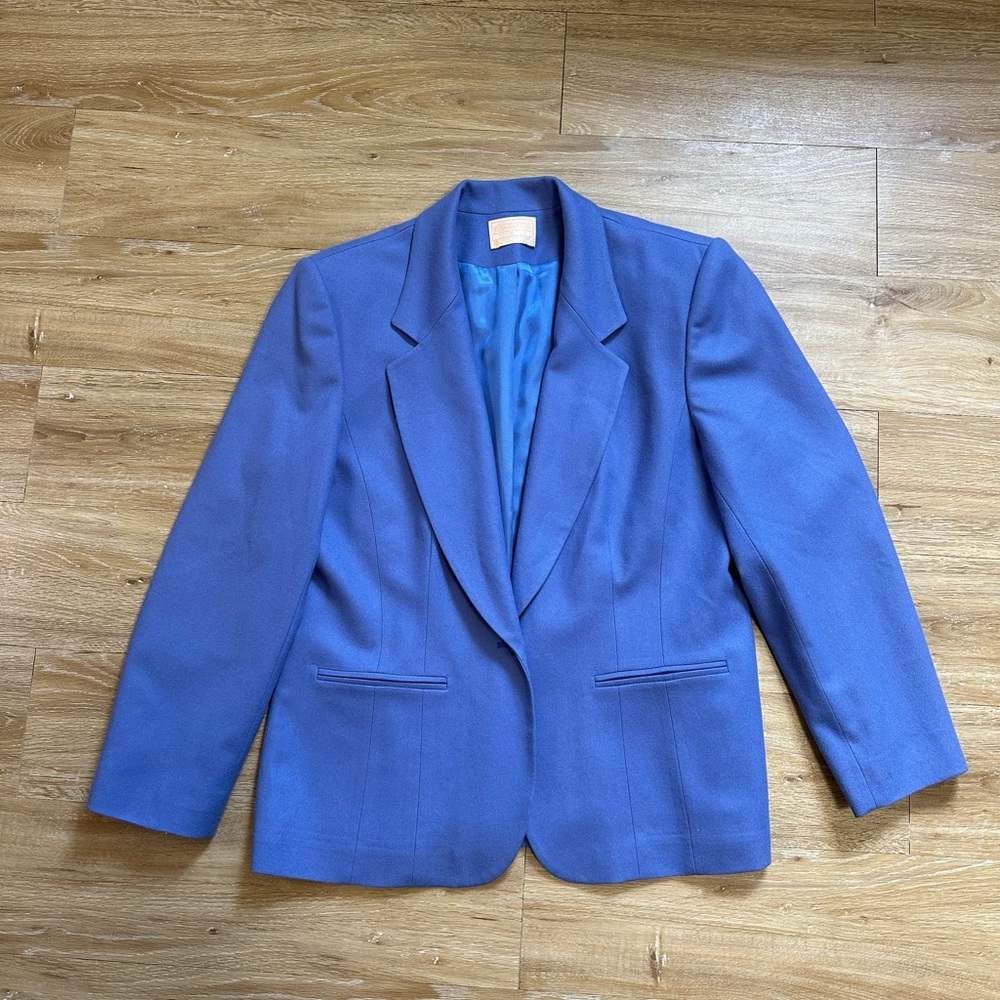 Pendleton Woman’s  Virgin Wool Blazer Size 14 Academia Preppy Light Blue Office